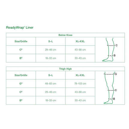ReadyWrap L&R Ready Wrap Liner Sock Calf and Foot, 1 Pair - Black - Large