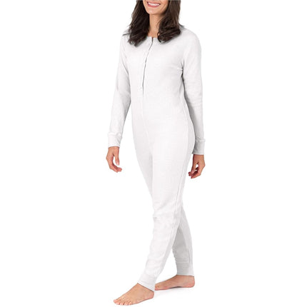 Fruit of the Loom Women's Micro Waffle Premium Thermal Union Suit Pajama Bottom, White, X XX-Large