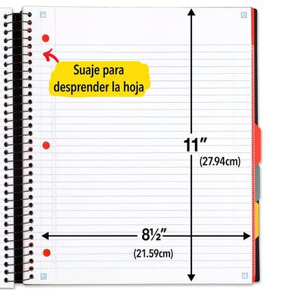 Five Star Spiral Notebook + Study App, 5 Subject, College Ruled Paper, Advance Notebook with Spiral Guard, Movable Tabbed Dividers and Expanding Pockets, 8-1/2" x 11", 200 Sheets, Green (73148)