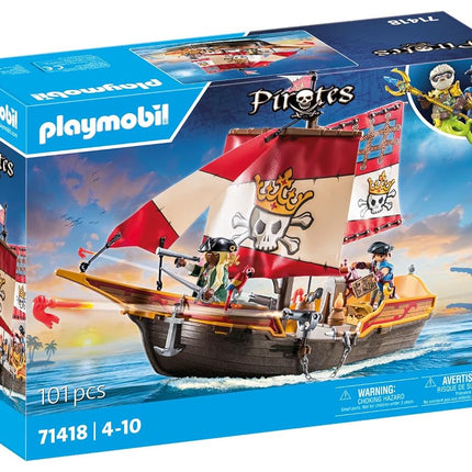 Playmobil 71418 Pirates: Small Pirate Vessel, exciting adventures on the high seas, complete with extensive accessories, fun imaginative role-play, playsets suitable for children ages 4+