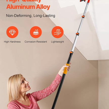 VEVOR Telescopic Extension Pole, 4-12 FT Multi-Purpose Extendable Pole, Sturdy Aluminum Alloy Paint Pole Extension with Flip-Lock Design, High Reach Roller Stick for Painting, Dusting and Cleaning