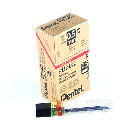 Pentel Super Hi-Polymer Lead Refill, 0.5mm, Fine, F, 144 Pieces of Lead (C505-F)