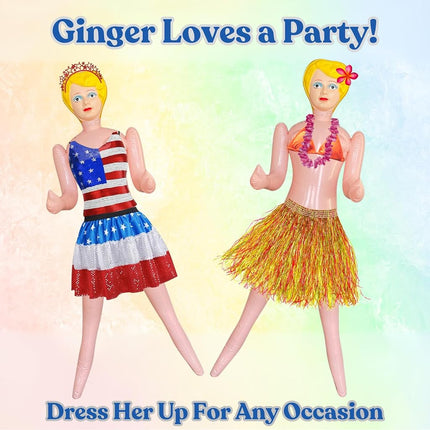 merrimix Inflatable Blow Up Doll for Parties, Pranks, Bachelor, Halloween, Birthday, Gag Gift, Holidays - Ginger 58" (Judy)