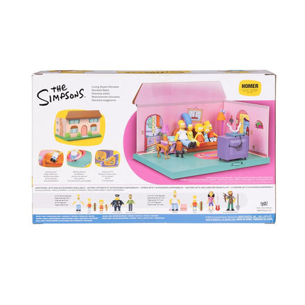 THE SIMPSONS JAKKS Pacific Living Room Diorama House Playset, Officially Licensed, Includes 6cm Homer Mini Figurine and Accessories, Fun Interactive Features, Gift for Kids and Collectors