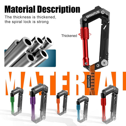 Carabiner Multitool 8-in-1 EDC Carabiners Pocket Knife, Serrated Knife, Rope Cutter, Screwdriver, Can Bottle Opener, Ruler, Survival Gear for Camping Climbing(Red)