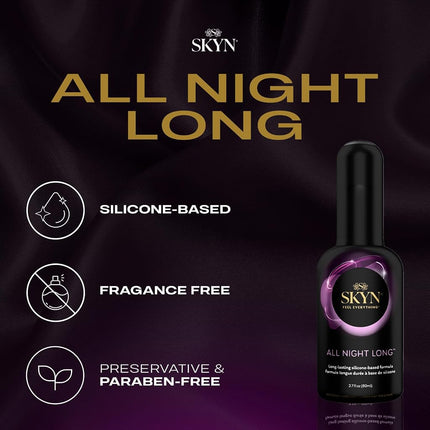 SKYN All Night Long Premium Silicone-Based Lubricant, 2.7 Ounce