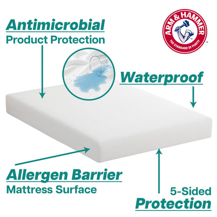 Arm & Hammer Soft Terry Mattress Protector, Waterproof, White, Queen