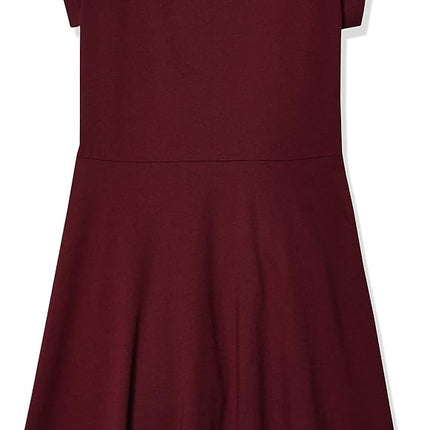 The Children's Place Vestido Skater de Manga Corta Sólido para Niñas, Rubine Single, Mediano