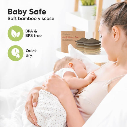 KeaBabies Organic Nursing Pads, 14 Washable Breast Pads,Wash Bag (Coffee, X-Large 14.2cm)