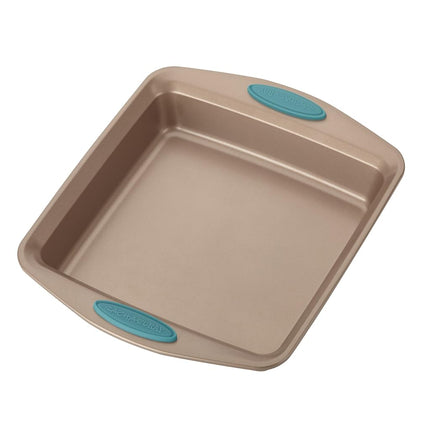 Rachael Ray 46681 Cucina - Molde antiadherente para hornear/Molde antiadherente para pasteles, cuadrado - 9 pulgadas, marrón