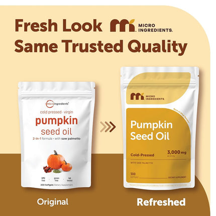 Pumpkin Seed Oil with Saw Palmetto, 3,000mg Per Serving, 300 Softgels | Cold Pressed, Pure Virgin Oil, Herbal Supplement | Supports Urinary, Bladder & Prostate Health | Non-GMO