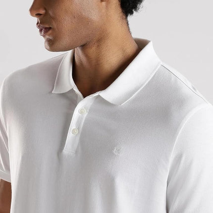 Calvin Klein Men's Monogram Pique Short Sleeve Cotton Polo Shirt, Bright White, XXL