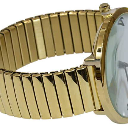 Gold Super Large Face Easy to Read Stretch Band Extension Watch