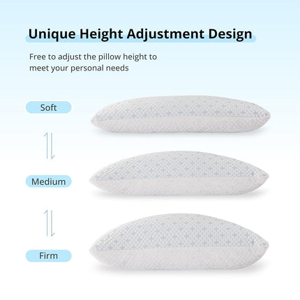 EGOHOME Cooling Shredded Memory Foam Hot, Adjustable Bed Side Back or Stomach Sleepers, Neck Sleeping, Pillow with Removable Cover, Queen(1PC), White 4 Pound