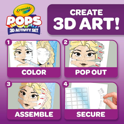 Crayola POPS 3D Frozen Activity Set, Kids Coloring Set & Craft Kit, Includes Stickers & Markers, Frozen Gift for Girls & Boys, 5+