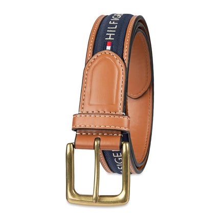 Tommy Hilfiger Men's Ribbon Inlay Belt,Navy,38