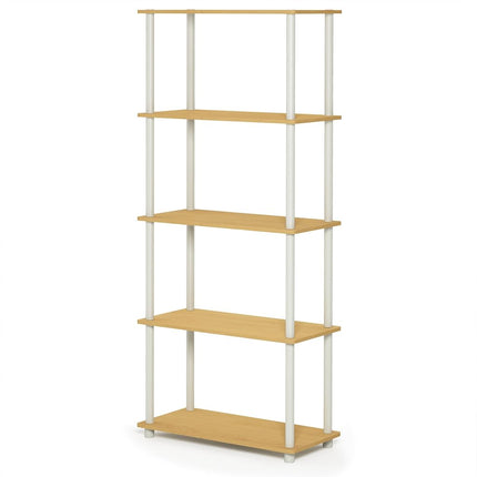 Furinno TURN-N-TUBE 5-Tier Tool-Free Corner Shelf, Beech