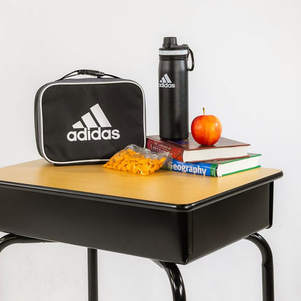 adidas Stainless Steel Metal Water Bottle 20 oz (600 mL) Screw Cap, Black/Bright Royal Blue/White, 600 ML