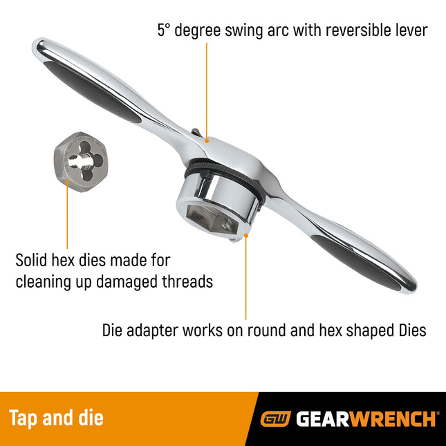 GearWrench 3886 42 Piece Ratcheting Tap and Die Set Metric in Case