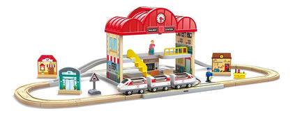 Hape Portable Train Station Set | Wooden Railway T