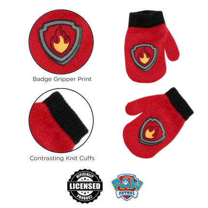 Nickelodeon boys Winter Hat and Mittens Set, Paw Patrol Chase Marshall Toddler Beanie for Ages 2-4, Marshall Design, 2-4T