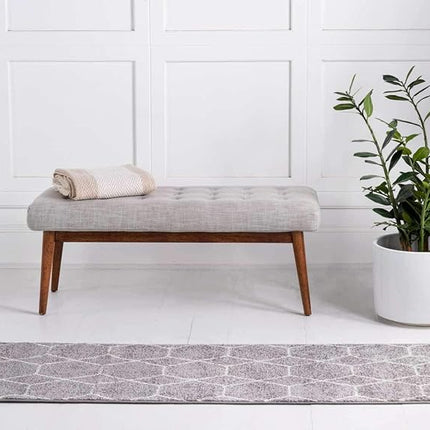 Alfombra de pasillo geométrica marroquí moderna gris claro Unique Loom Trellis Frieze Collection (0,6 x 3,9 m)