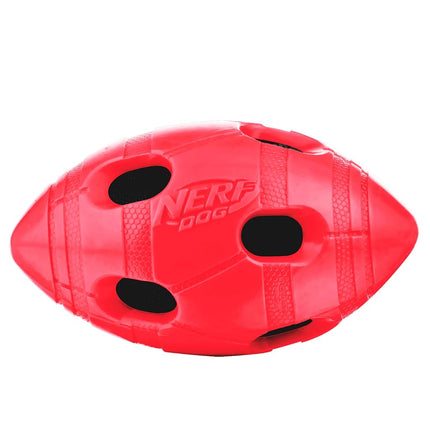 Nerf Dog Medium to Large TPR Red Crunch & Squeak Bash Football Dog Toy, Red