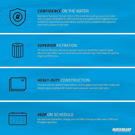 Quicksilver 18458Q4 Water Separating Fuel Filter Kit with Blue Water Warning Sensor