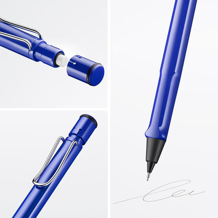 LAMY safari blue - Mechanical Pencil with ergonomic grip & body made of robust ASA plastic - ideal for drawing & writing - including LAMY M 41 fine line refill 0.5 mm & eraser tip