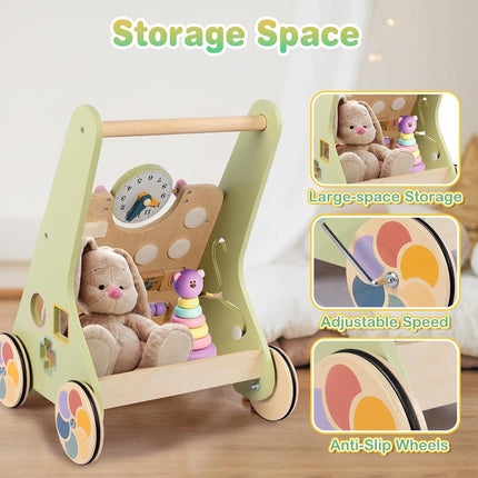 LOL-FUN Wooden Baby Walker for Toddlers 12 Months Push Along Toys