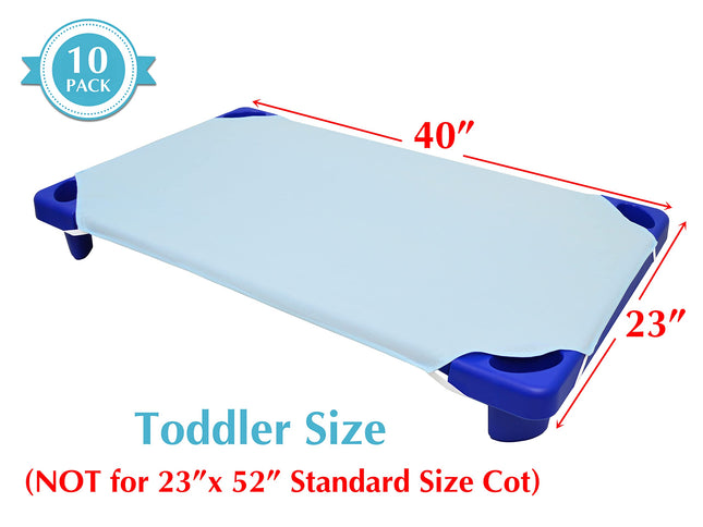 American Baby Company Drap de lit de garderie en percale 100 % coton, 10 pièces, pour tout-petit, bleu, 58 x 101 cm (lot de 10)