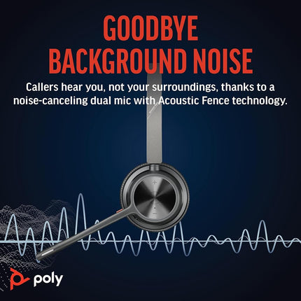 Poly Voyager 4320 UC Wireless Headset & Charge Stand -Noise-Canceling Boom Mic - Connect PC/Mac/Mobile via Bluetooth - Works w/Teams, Zoom, & More