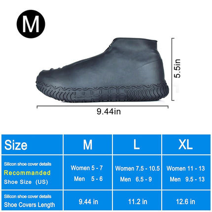 Shiwely Silicone Waterproof Shoe Covers, Upgrade Reusable Overshoes with Zipper, Resistant Rain Boots Non-Slip Washable Protection for Women, Men (M (Women 5.5-7.5, Men 5-6.5), Black)