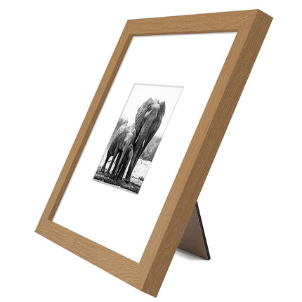 Americanflat 8x8 Picture Frame with Shatter-Resistant Glass - Use as 4x4 Frame with Mat or Display 8x8 Photo Without Mat - Signature Collection - Square Frames for Tabletop and Wall - Dark Oak
