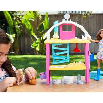 Barbie Doll and Playset with Coop, Animals, Dough, Molds and More, Hatch and Gather Egg Farm, HGY88