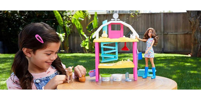Barbie Doll and Playset with Coop, Animals, Dough, Molds and More, Hatch and Gather Egg Farm, HGY88