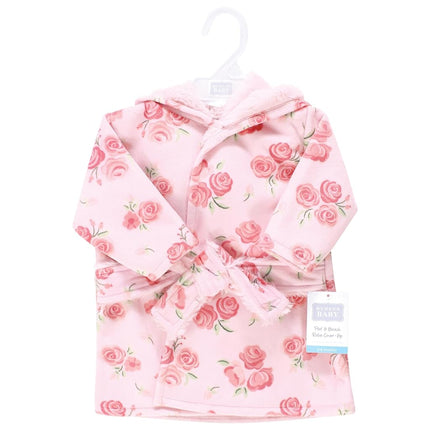 Hudson Baby Infant Girls Mink with Faux Fur Lining Pool and Beach Robe Cover-ups, Blush Rose, 6-12 Months
