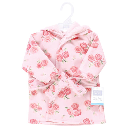 Hudson Baby Infant Girls Mink with Faux Fur Lining Pool and Beach Robe Cover-ups, Blush Rose, 12-18 Months
