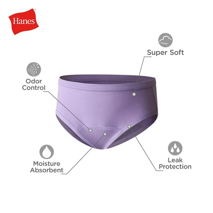Hanes Toddler Girls' Potty Trainer Brief, Moisture-Wicking Panty, Odor Protection Potty Trainer Underwear, 6-Pack, Pink/Blue - Light Leaks - 6 Pack, 4-5