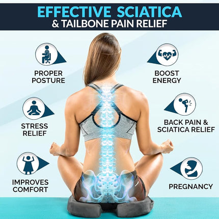 ComfiLife Doctor Recommended Seat Cushion - Premium Gel & Memory Foam Office Chair, Car Seat, Lifting Cushion - Chair Cushions for Back & Sciatica Relief - Seat Cushions for Office & Desk (Charcoal)