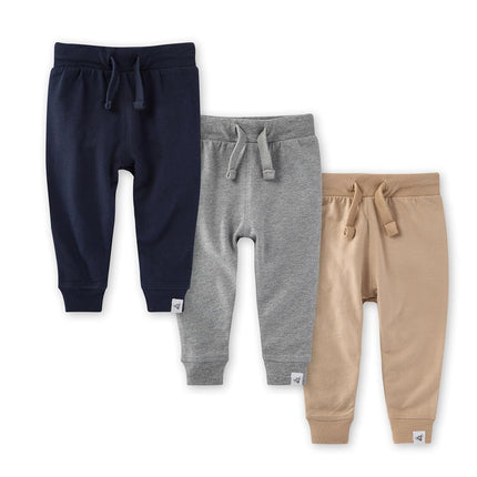 Burt's Bees Baby Knit Pants, Sweatpants, 100% Organic Cotton Infant Bottoms Trouser, Midnight Joggers 3 Pack, 0-3 Months (Pack of 3)