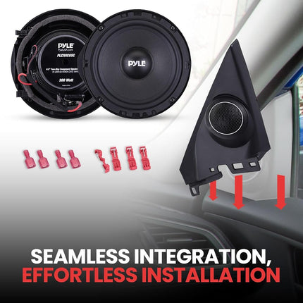 6.5” Two Way Coaxial Speaker System for 2006 and Up Vehicles, 300 Watts, 4 Ohm, Butyl Rubber Surround, 1'' High-Temperature KSV Voice Coil, Black Sandblasting Paper Cone