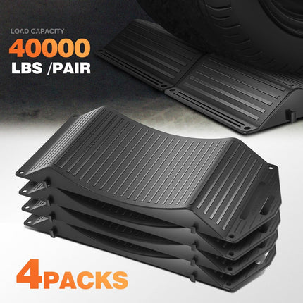 DNA Motoring Premium Tire Saver Ramps - Anti-Slip Hard Plastic Design for Flat Spot and Flat Tire Prevention, Easy-to-Carry Tire Savers Ramps, Set of 4, Black, Tools- 00706