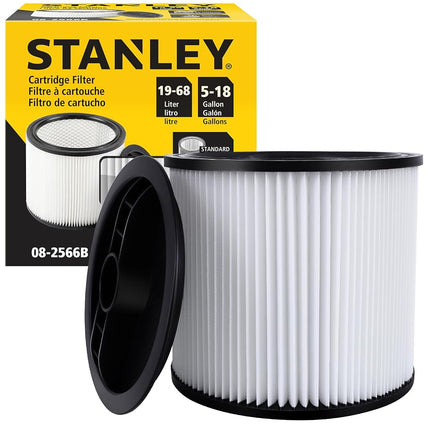 Stanley Cartridge Filter for Most 5-18 Gallon Wet/Dry Vacuum Cleaners, 08-2566B