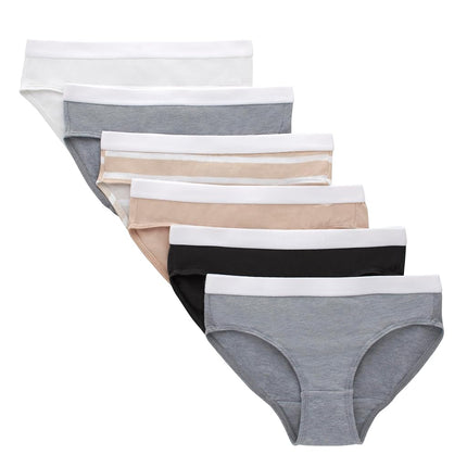 Hanes Tween Girls' Originals Underwear, Boyshort and Hipster Stretch Cotton, 6-Pack, Beige/Grey/Black - 6 Pack, 16