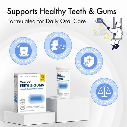 OraTicx Probiotique Dentaire Dents & Gencives, Soutient Naturellement la Santé Bucco-dentaire et l'Immunité, Supplément Probiotique Oral 8 Milliards d'UFC, Saveur Raisin 30 Pastilles 1 Unité