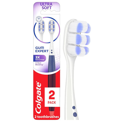 Colgate Gum Expert Ultra Soft Toothbrush Pack, Extra Soft for Sensitive Gums, Bleeding and Irritation, 2 Pack