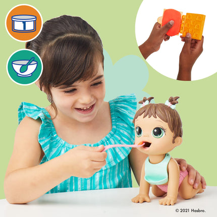 Baby Alive Lil' Snacks Doll - Eats & Poops, Snack-Themed 8-Inch Baby Doll, Brown Hair, Ages 3+