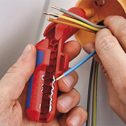 KNIPEX Ergostrip Universal Stripping Tool for Right-Handers, 135 mm, Round Cable, Coax Cables, Data Cables, Wire Stripper, 16 95 01 SB