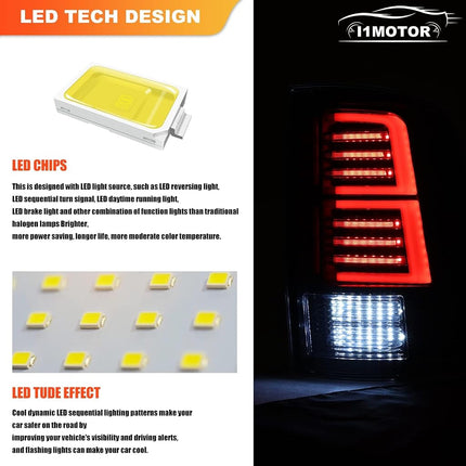 I1MOTOR Full LED Tail Lights for 2009-2018 Dodge Ram 1500 2500 3500 Taillights Car Rear Sequential DRL Turn Signal Light Automotive Brake Lamps Assembly Replacement Driver & Passenger Side